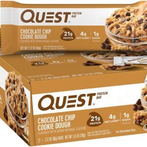 Nutrition Chocolate Chip Cookie Dough Protein Bars, High Protein, Low Carb, Gluten Free, Keto Friendly, 12 Count